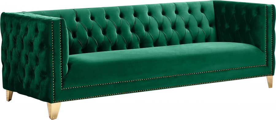 Meridian Furniture - Michelle Velvet Sofa in Green - 652Green-S - GreatFurnitureDeal