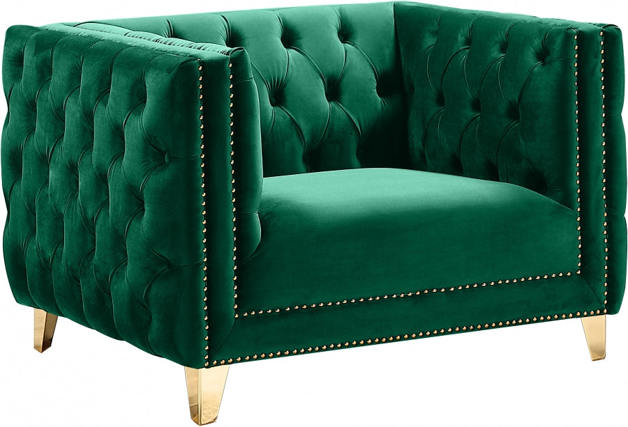 Meridian Furniture - Michelle Velvet Chair in Green - 652Green-C - GreatFurnitureDeal