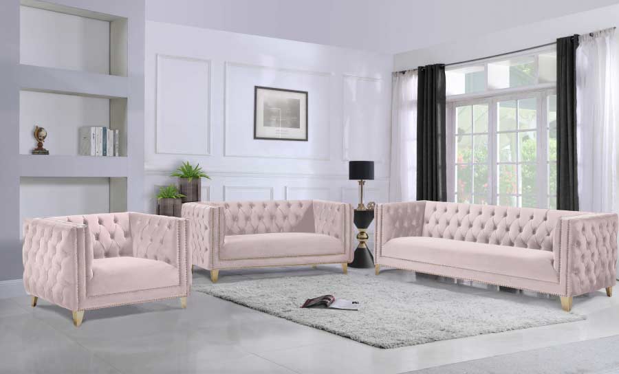 Meridian Furniture - Michelle Velvet Chair in Pink - 652Pink-C - GreatFurnitureDeal
