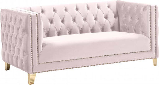 Meridian Furniture - Michelle Velvet Loveseat in Pink - 652Pink-L - GreatFurnitureDeal