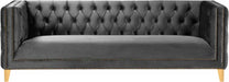 Meridian Furniture - Michelle Velvet Sofa in Grey - 652Grey-S - GreatFurnitureDeal