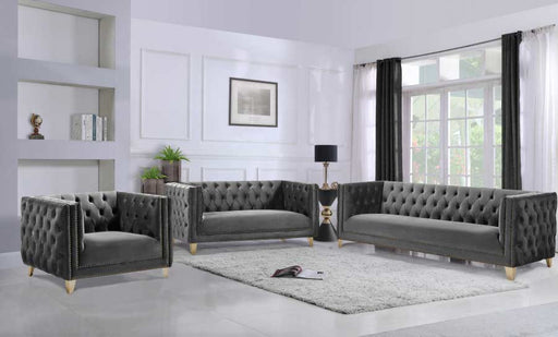 Meridian Furniture - Michelle Velvet Chair in Grey - 652Grey-C - GreatFurnitureDeal