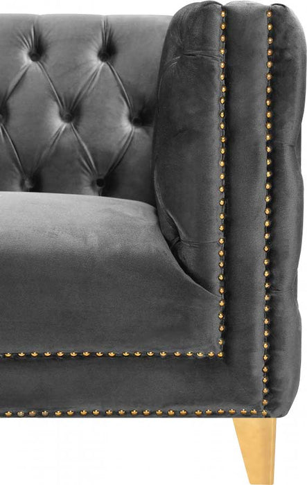 Meridian Furniture - Michelle Velvet Loveseat in Grey - 652Grey-L - GreatFurnitureDeal