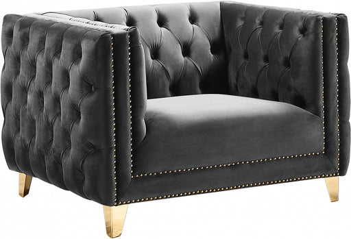Meridian Furniture - Michelle Velvet Chair in Grey - 652Grey-C - GreatFurnitureDeal