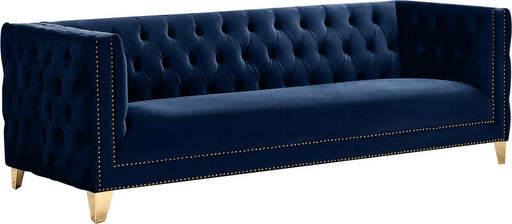 Meridian Furniture - Michelle Velvet Sofa in Navy - 652Navy-S - GreatFurnitureDeal