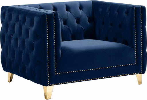 Meridian Furniture - Michelle Velvet Chair in Navy - 652Navy-C - GreatFurnitureDeal
