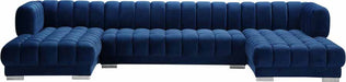 Meridian Furniture - Gwen 3 Piece Sectional in Navy - 653Navy-Sectional - GreatFurnitureDeal