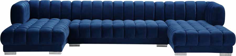 Meridian Furniture - Gwen 3 Piece Sectional in Navy - 653Navy-Sectional - GreatFurnitureDeal