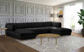 Meridian Furniture - Gwen 3 Piece Sectional in Black - 653Black-Sectional - GreatFurnitureDeal
