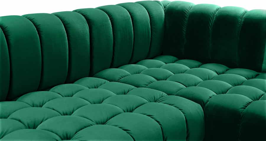 Meridian Furniture - Gwen 3 Piece Sectional in Green - 653Green-Sectional - GreatFurnitureDeal