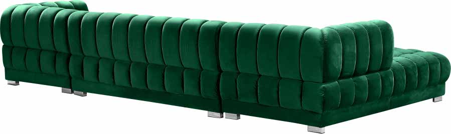 Meridian Furniture - Gwen 3 Piece Sectional in Green - 653Green-Sectional - GreatFurnitureDeal