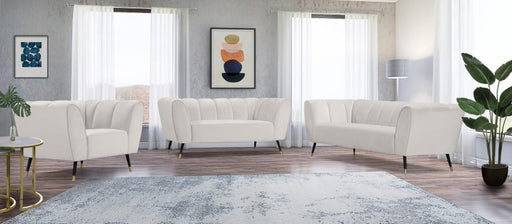 Meridian Furniture - Beaumont Velvet Loveseat in Cream - 626Cream-L - GreatFurnitureDeal