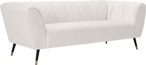 Meridian Furniture - Beaumont Velvet Sofa in Cream - 626Cream-S - GreatFurnitureDeal