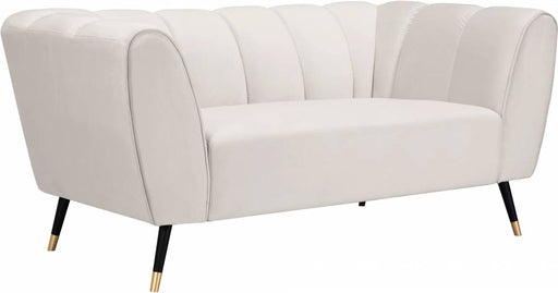Meridian Furniture - Beaumont Velvet Loveseat in Cream - 626Cream-L - GreatFurnitureDeal