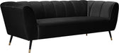 Meridian Furniture - Beaumont Velvet Sofa in Black - 626Black-S - GreatFurnitureDeal