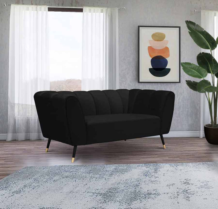 Meridian Furniture - Beaumont Velvet Loveseat in Black - 626Black-L - GreatFurnitureDeal