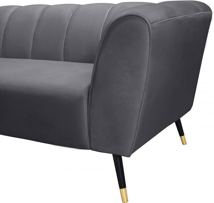 Meridian Furniture - Beaumont Velvet Sofa in Grey - 626Grey-S - GreatFurnitureDeal