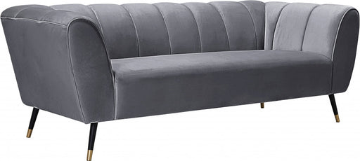 Meridian Furniture - Beaumont Velvet Sofa in Grey - 626Grey-S - GreatFurnitureDeal