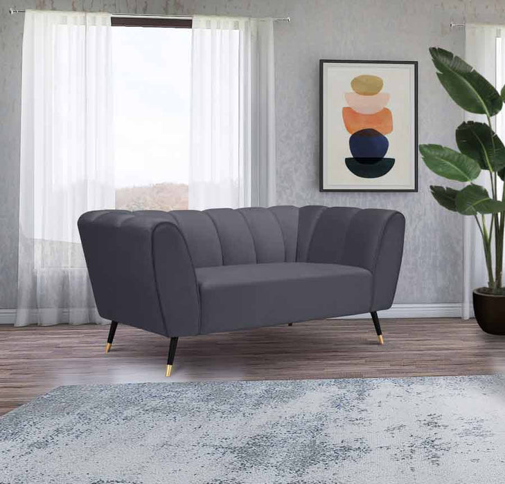 Meridian Furniture - Beaumont Velvet Loveseat in Grey - 626Grey-L - GreatFurnitureDeal