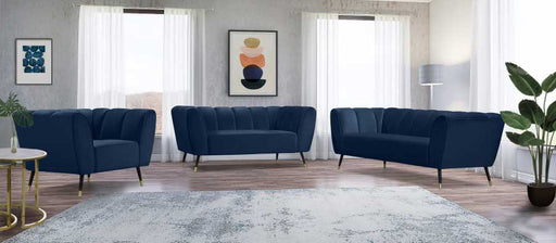 Meridian Furniture - Beaumont Velvet Loveseat in Navy - 626Navy-L - GreatFurnitureDeal