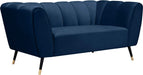 Meridian Furniture - Beaumont Velvet Loveseat in Navy - 626Navy-L - GreatFurnitureDeal