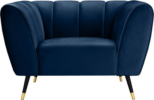 Meridian Furniture - Beaumont Velvet Chair in Navy - 626Navy-C - GreatFurnitureDeal