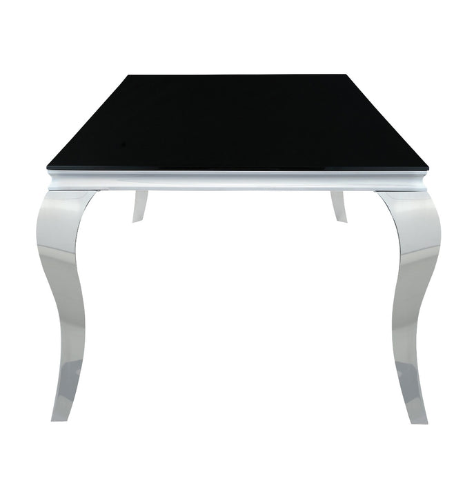 Coaster Furniture - Carone Rectangular Glass Top Dining Table Black And Chrome - 115071