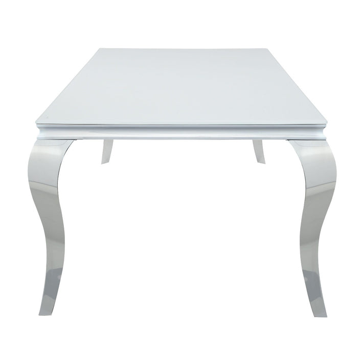 Coaster Furniture - Carone Rectangular Glass Top Dining Table White And Chrome - 115081