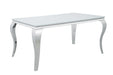 Coaster Furniture - Carone Glass Top Dining Table White And Chrome - 115091 - GreatFurnitureDeal