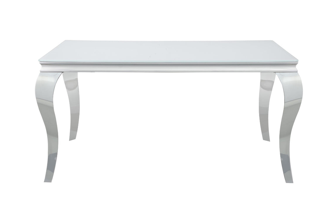Coaster Furniture - Carone Glass Top Dining Table White And Chrome - 115091 - GreatFurnitureDeal