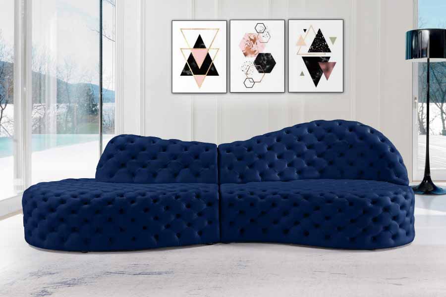 Meridian Furniture - Royal 2 Piece Sectional in Navy - 654Navy-Sectional - GreatFurnitureDeal