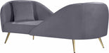 Meridian Furniture - Nolan Velvet Chaise in Grey - 656Grey-Chaise - GreatFurnitureDeal