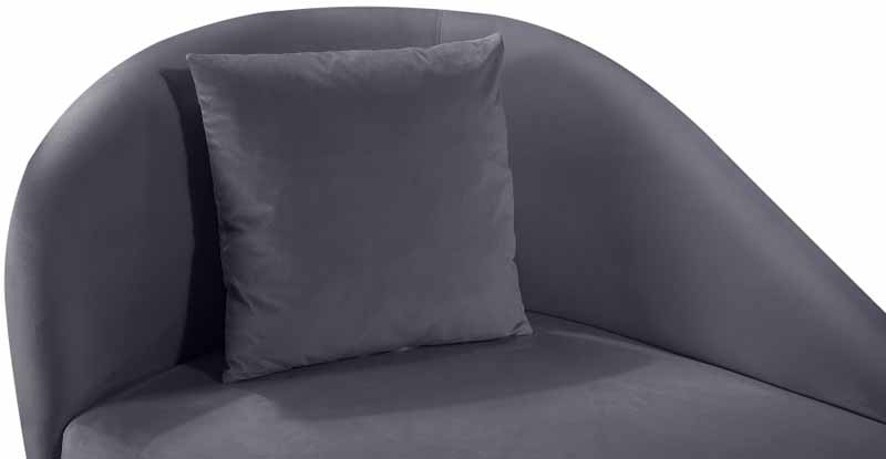 Meridian Furniture - Nolan Velvet Chaise in Grey - 656Grey-Chaise - GreatFurnitureDeal