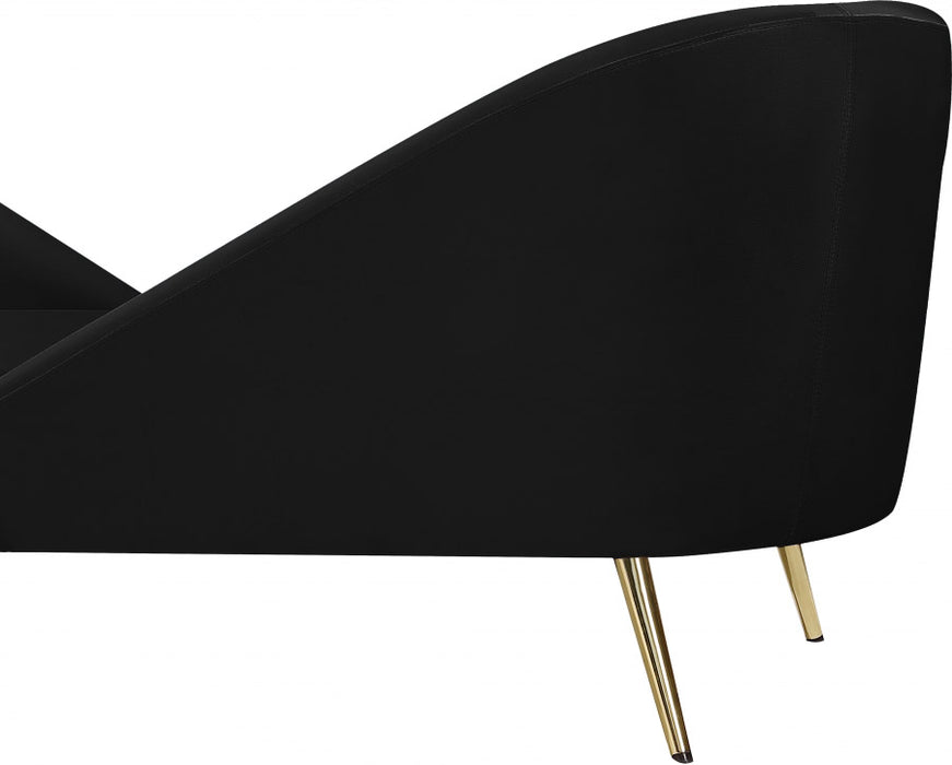 Meridian Furniture - Nolan Velvet Chaise in Black - 656Black-Chaise
