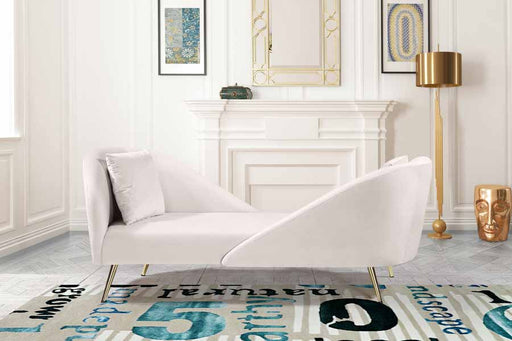 Meridian Furniture - Nolan Velvet Chaise in Cream - 656Cream-Chaise - GreatFurnitureDeal