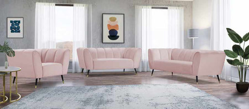 Meridian Furniture - Beaumont Velvet Loveseat in Pink - 626Pink-L - GreatFurnitureDeal
