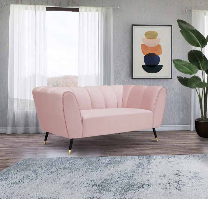 Meridian Furniture - Beaumont Velvet Loveseat in Pink - 626Pink-L - GreatFurnitureDeal