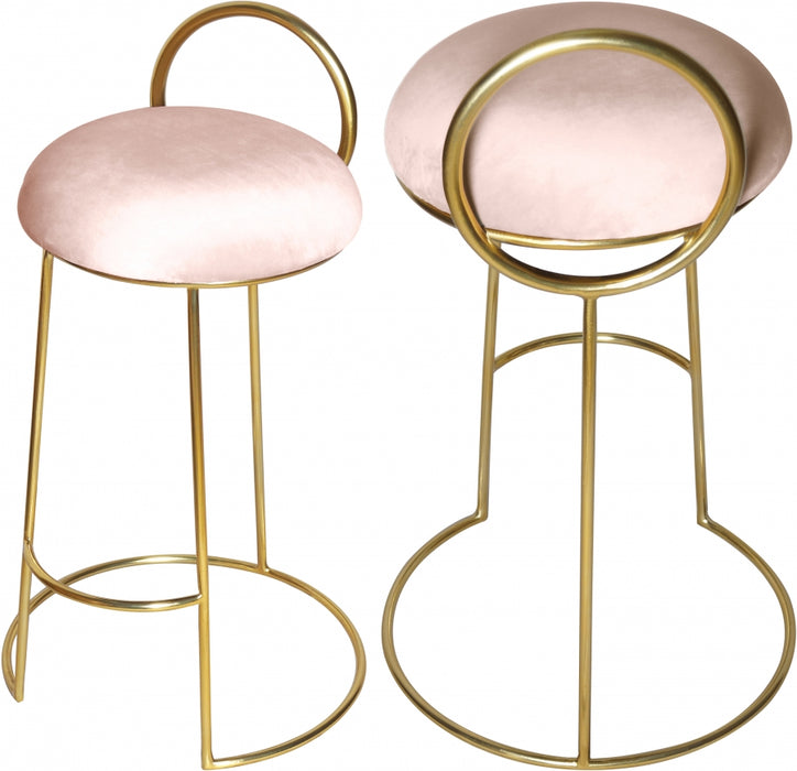 Meridian Furniture - Ring Velvet Counter Stool Set of 2 in Pink - 951Pink-C