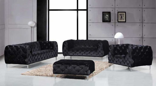 Meridian Furniture - Mercer 3 Piece Living Room Set in Black -  646BL-S-3SET - GreatFurnitureDeal