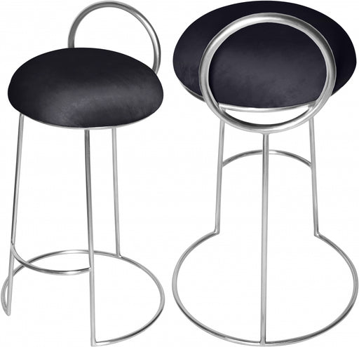 Meridian Furniture - Ring Velvet Counter Stool Set of 2 in Black - 952Black-C - GreatFurnitureDeal