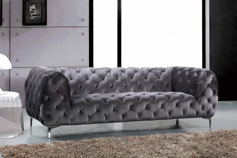 Meridian Furniture - Mercer Velvet Sofa in Grey - 646GRY-S