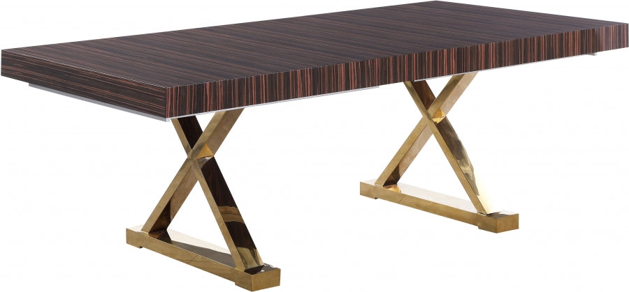 Meridian Furniture - Excel Extendable 2 Leaf Dining Table in Brown Zebra Lacquer - 996-T - GreatFurnitureDeal