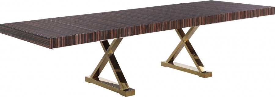 Meridian Furniture - Excel Extendable 2 Leaf Dining Table in Brown Zebra Lacquer - 996-T - GreatFurnitureDeal