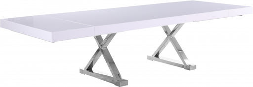 Meridian Furniture - Excel Extendable 2 Leaf Dining Table in White Lacquer - 997-T - GreatFurnitureDeal