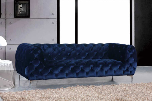 Meridian Furniture - Mercer Velvet Sofa in Navy - 646Navy-S - GreatFurnitureDeal