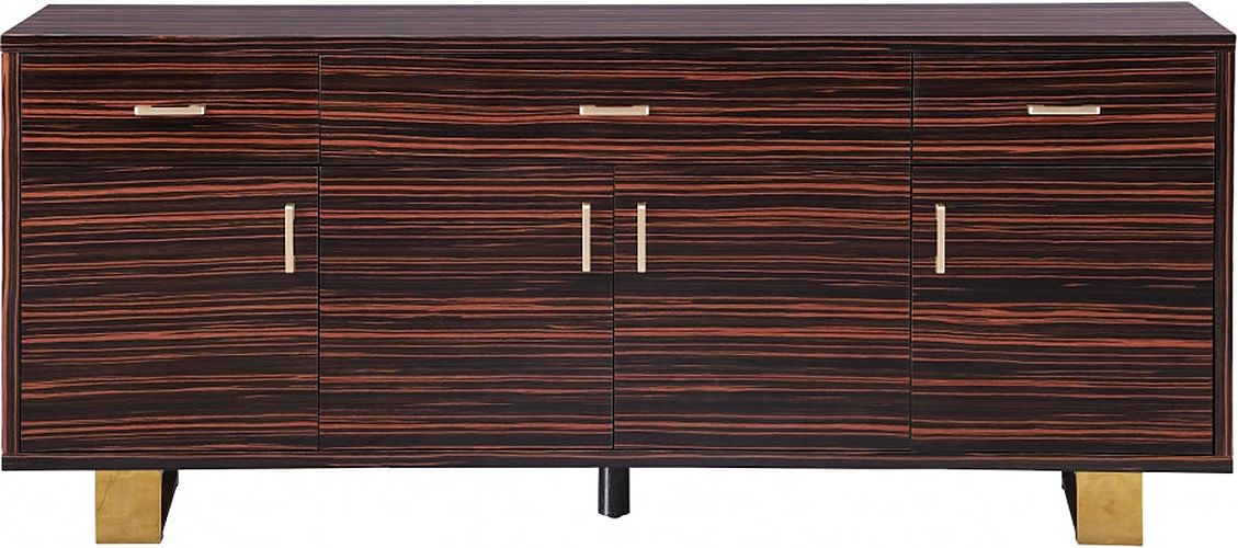 Meridian Furniture - Excel Sideboard-Buffet in Brown Zebra Lacquer - 357 - GreatFurnitureDeal