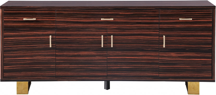 Meridian Furniture - Excel Sideboard-Buffet in Brown Zebra Lacquer - 357