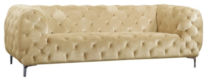 Meridian Furniture - Mercer Velvet Sofa in Beige - 646BE-S - GreatFurnitureDeal