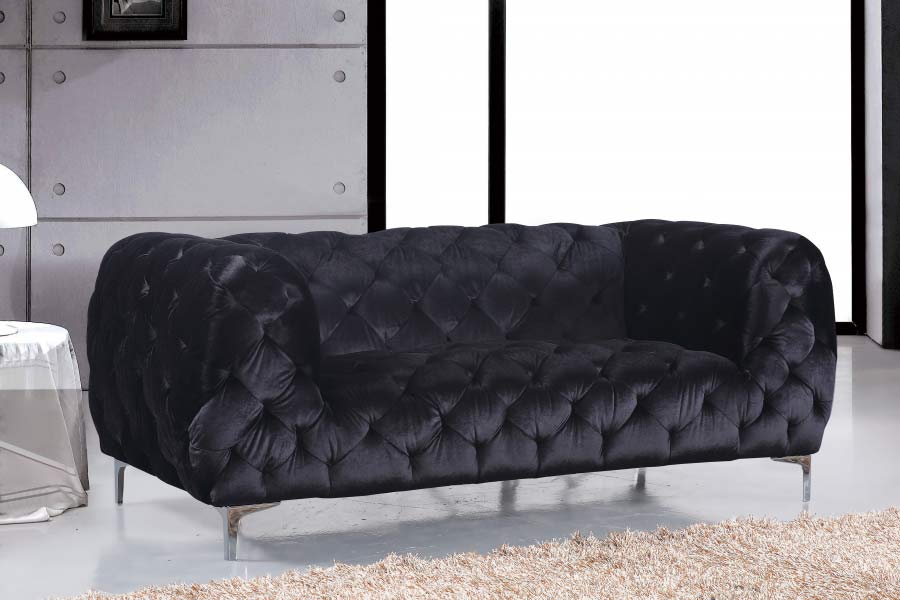 Meridian Furniture - Mercer 3 Piece Living Room Set in Black -  646BL-S-3SET - GreatFurnitureDeal