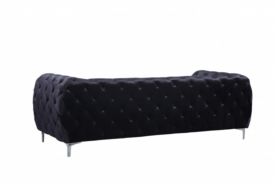 Meridian Furniture - Mercer Velvet Loveseat in Black - 646BL-L - GreatFurnitureDeal